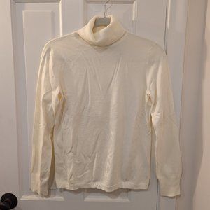 Talbots Cotton Blend Turtleneck Ivory Petite Small NWT